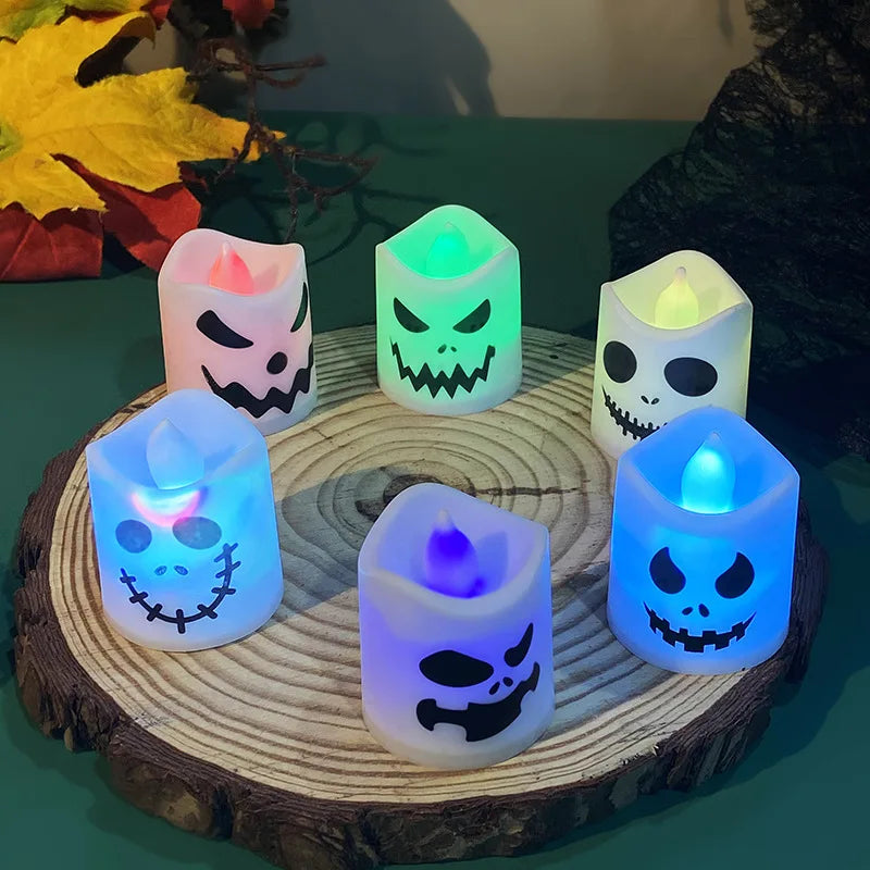 Bougies citrouille fantôme LED scintillantes – Décorations Halloween