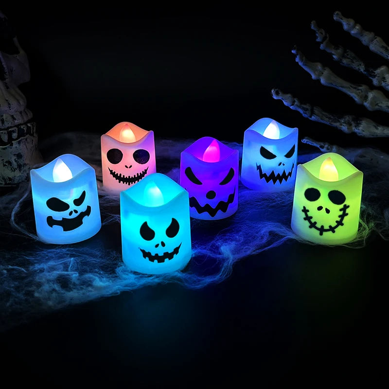 Bougies citrouille fantôme LED scintillantes – Décorations Halloween