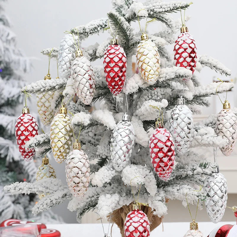 Boîte de 5 pommes de pin décoratives – Élégance naturelle pour sapin de Noël