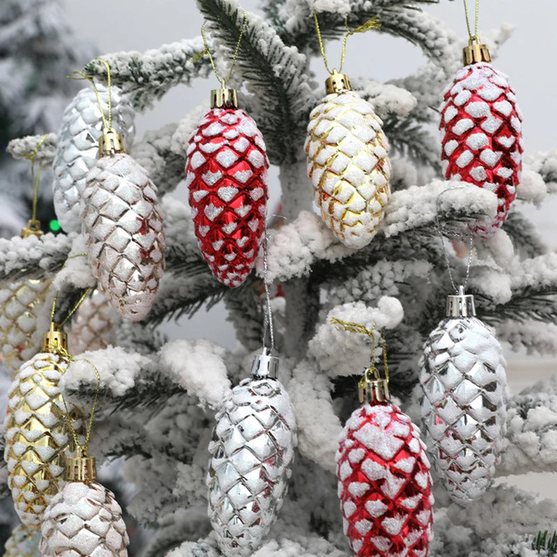 Boîte de 5 pommes de pin décoratives – Élégance naturelle pour sapin de Noël